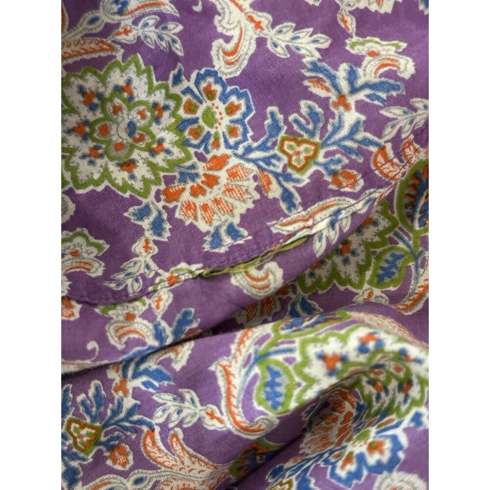 Lauren Ralph Lauren Women Large Purple Retro Paisley Vintage Groovy Long Sleeve - Picture 2 of 4